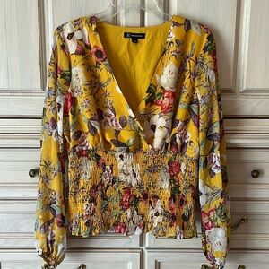 NWT INC floral ruched blouse